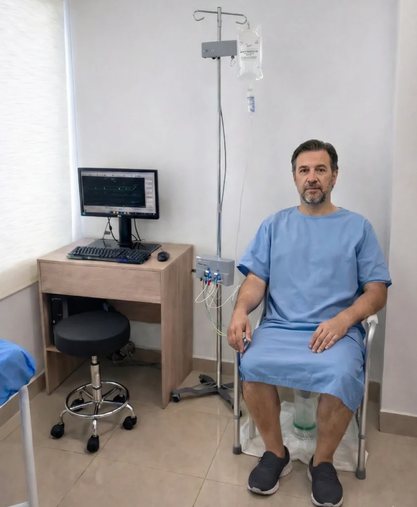 Examen de Uroflujometria en el consultorio del doctor Pablo Garcia arteaga urologo guayaquil en el omnihospital